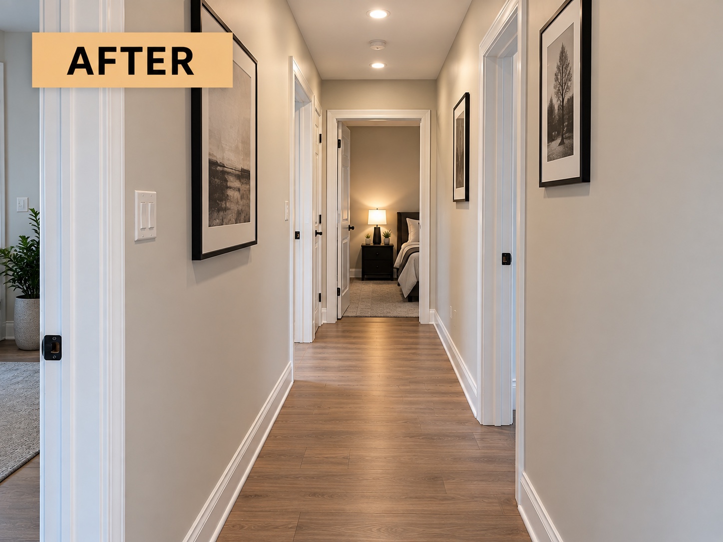 Finished basement hallway renovation